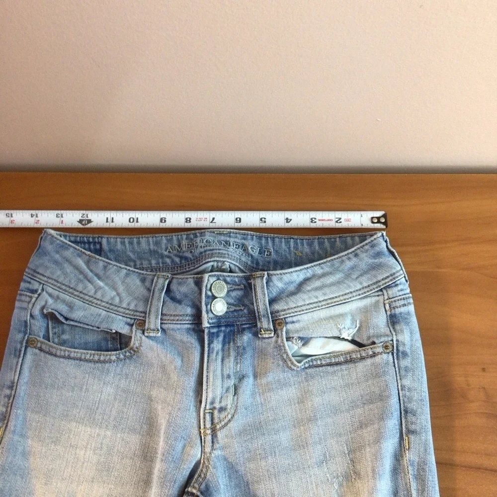 SALE American Eagle Outfitters Skinny Crop Stretch Jeans Distressed‎ Size 4 - Picture 4 of 7